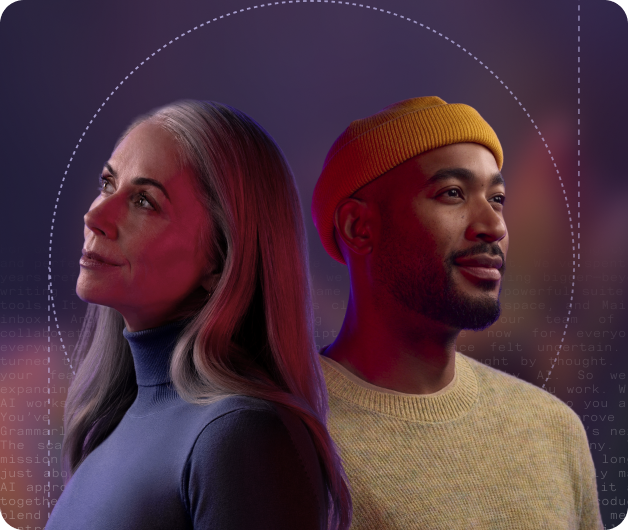 Two people looking out to the left and to the right