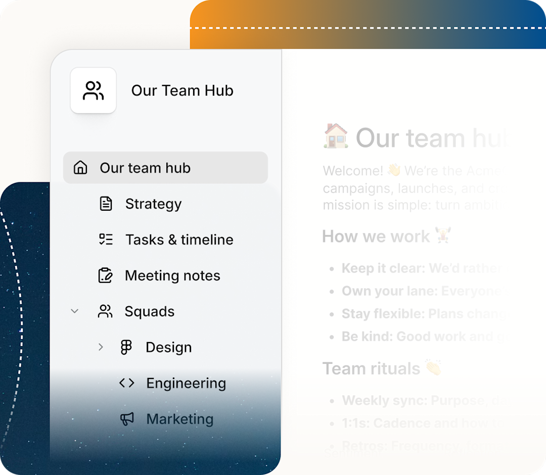 Example of a team workspace in Coda