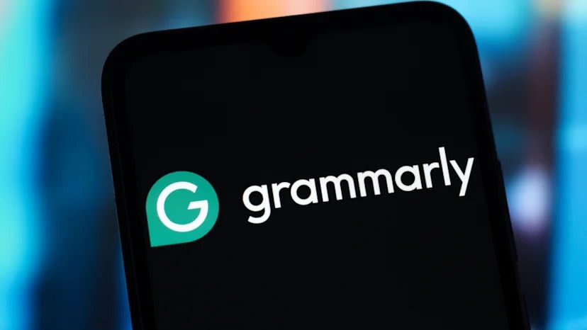 Grammarly logo on phone screen